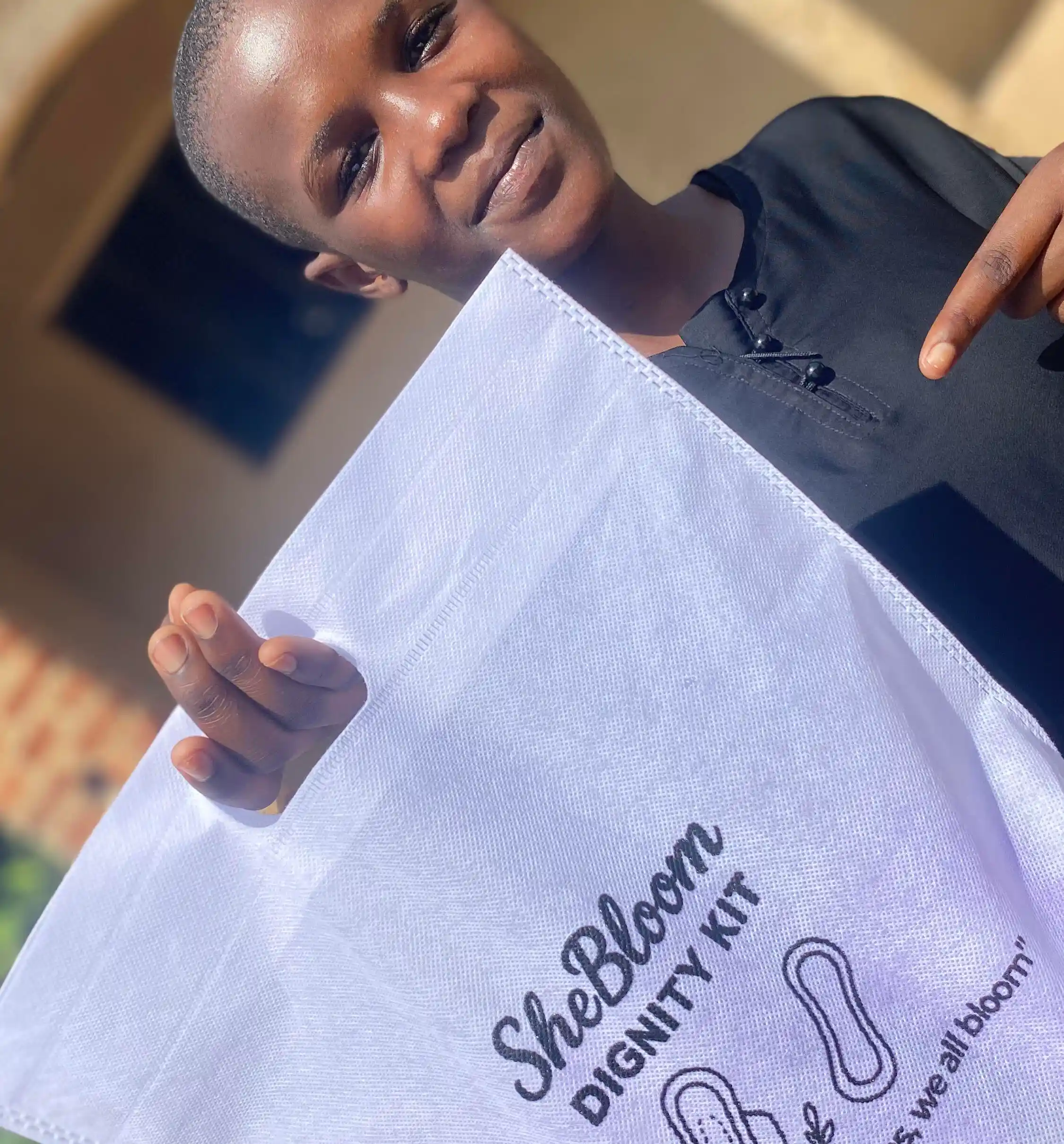  happy girl with a dignity kit